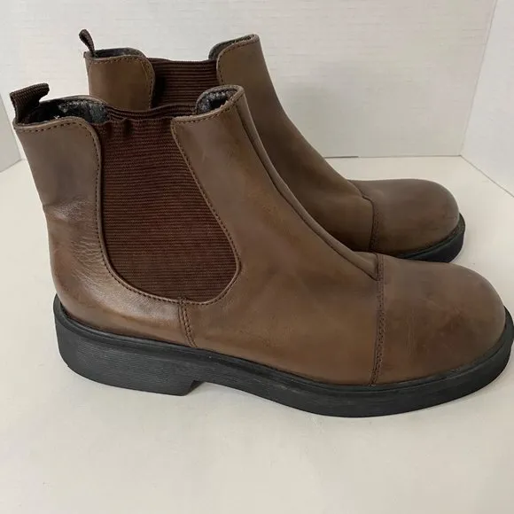 Cloud Nine brown leather Chelsea boots pull on distressed Y2K men 10m