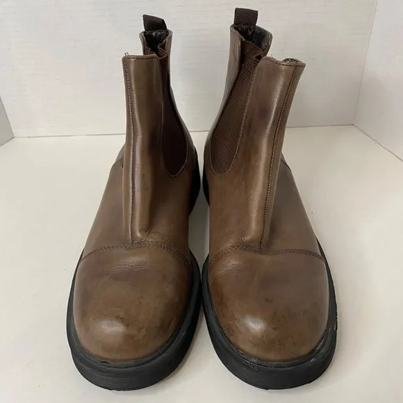 Cloud Nine brown leather Chelsea boots pull on distressed Y2K men 10m