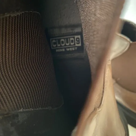 Cloud Nine brown leather Chelsea boots pull on distressed Y2K men 10m