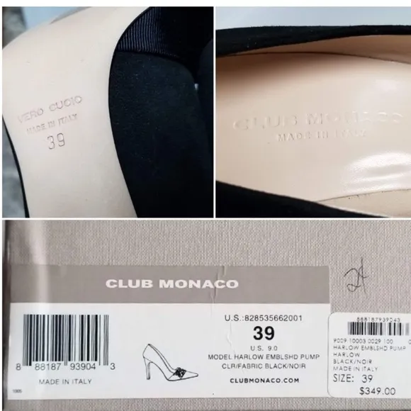 Club Monaco Harlow embellished beaded heel pump suede leather