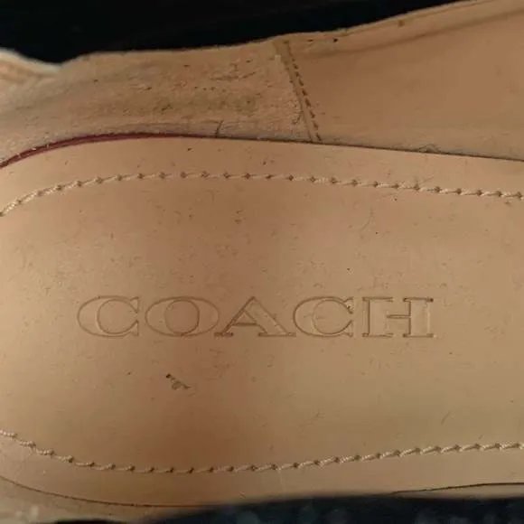 COACH Black &amp; White Embossed Faux Snake Leather Boots