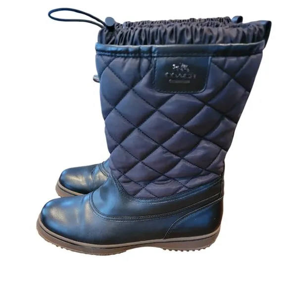 Coach New York Samara Aniline Black Winter Boots A9175