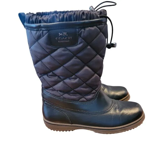 Coach New York Samara Aniline Black Winter Boots A9175