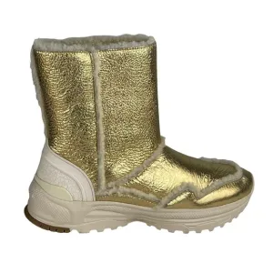 COACH PORTIA G3328 GOLD METALLIC SHEARLING WINTER RUBBER OUTSOLE BOOTIE BOOTS