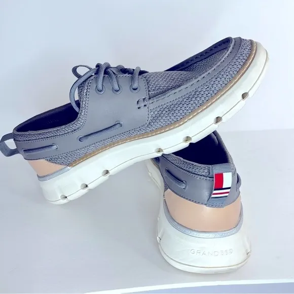 Cole Haan 4.ZeroGrand C35979 Regatta Boat Shoe Men's 8 Lace-up Gray Ivory