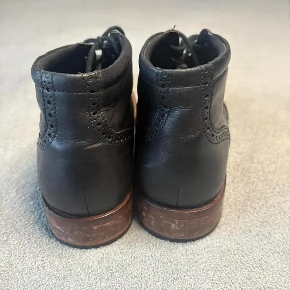 Cole Haan Black Leather Ankle Boots Wingtip Brogue Lace Up Mens 10.5 M