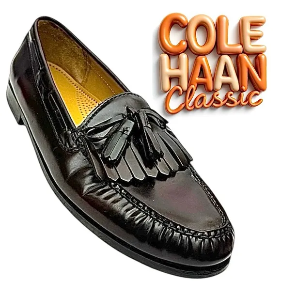 COLE HAAN Classic Tassel Mens Loafer Burgundy Leather Size 11 D Pre-Owned