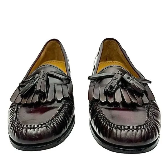 COLE HAAN Classic Tassel Mens Loafer Burgundy Leather Size 11 D Pre-Owned