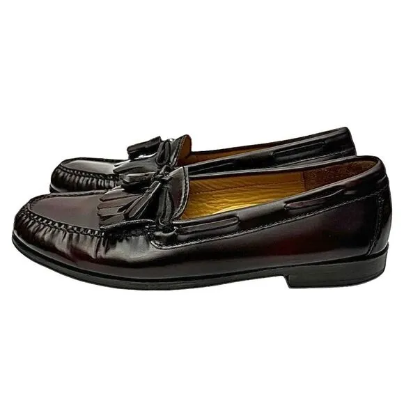 COLE HAAN Classic Tassel Mens Loafer Burgundy Leather Size 11 D Pre-Owned