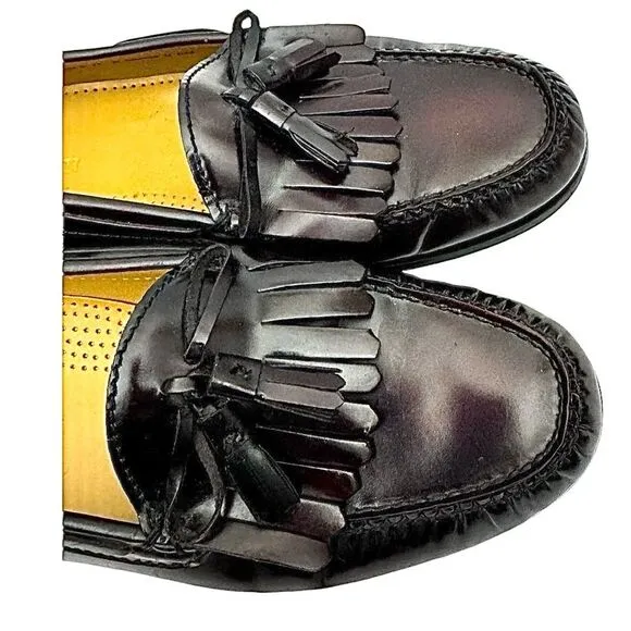 COLE HAAN Classic Tassel Mens Loafer Burgundy Leather Size 11 D Pre-Owned