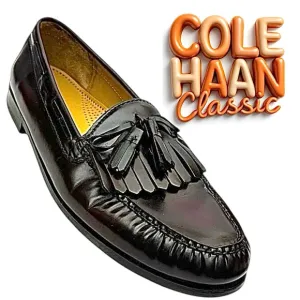 COLE HAAN Classic Tassel Mens Loafer Burgundy Leather Size 11 D Pre-Owned