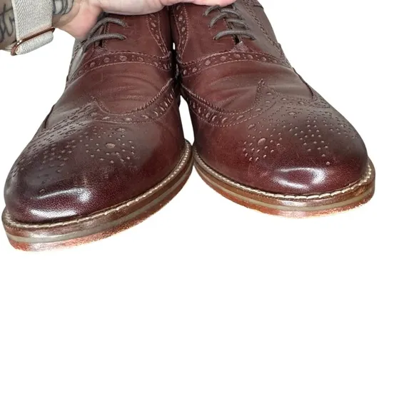 Cole Haan Classic Wingtip Oxford Shoes Brown Leather Size 8.5