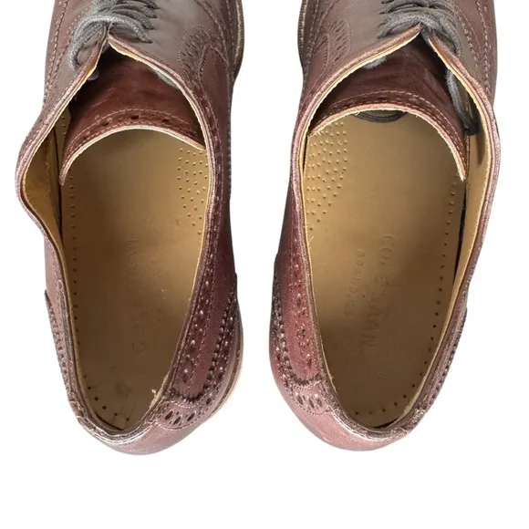 Cole Haan Classic Wingtip Oxford Shoes Brown Leather Size 8.5