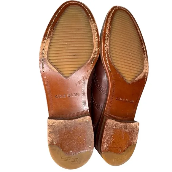 Cole Haan Classic Wingtip Oxford Shoes Brown Leather Size 8.5