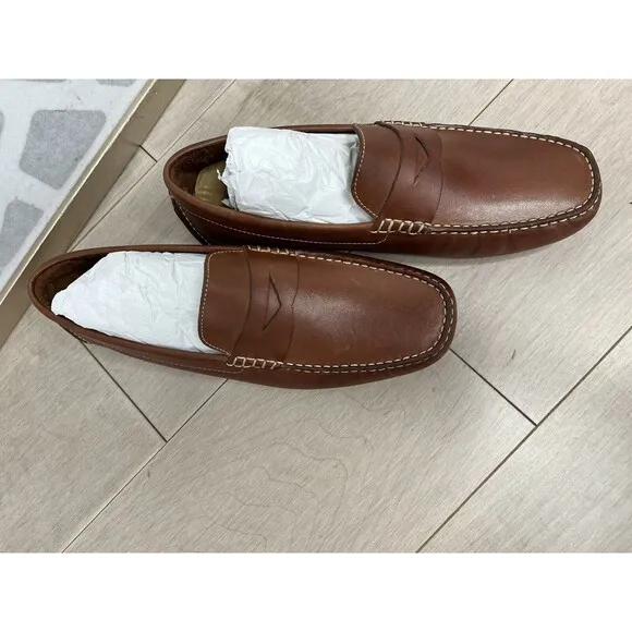 Cole Haan Men Howland Penny Loafer Shoes Saddle Tan C04534 Size 9 M Leather Brow