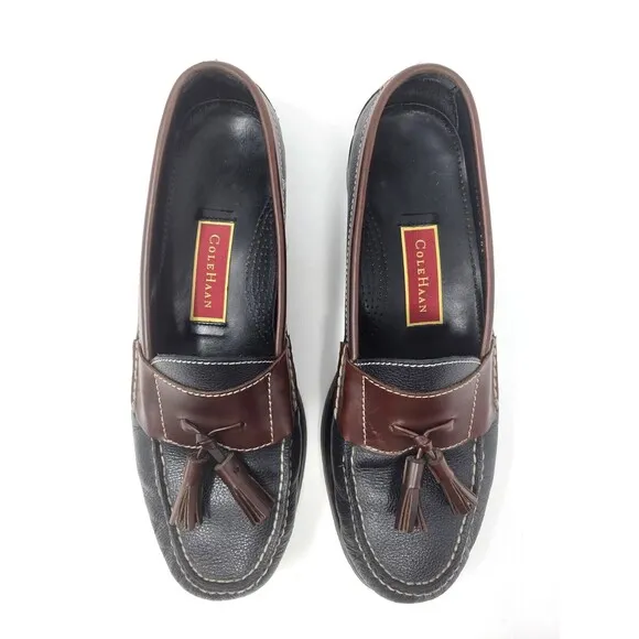 Cole Haan Pinch Tassel Leather Loafers - Black Brown - Men's Sz 9.5 Dress Shoes