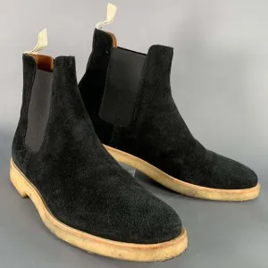 COMMON PROJECTS Black Suede Crepe Sole Pull On Chelsea Ankle Boots
