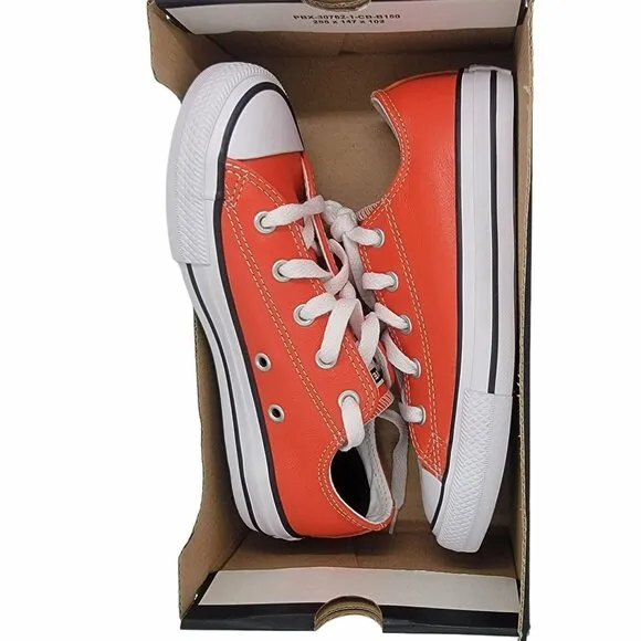 🤩Converse ALL STAR CTAS OX Sz 1 Youth Shoes LEATHER RED Unisex Sneakers A04425C