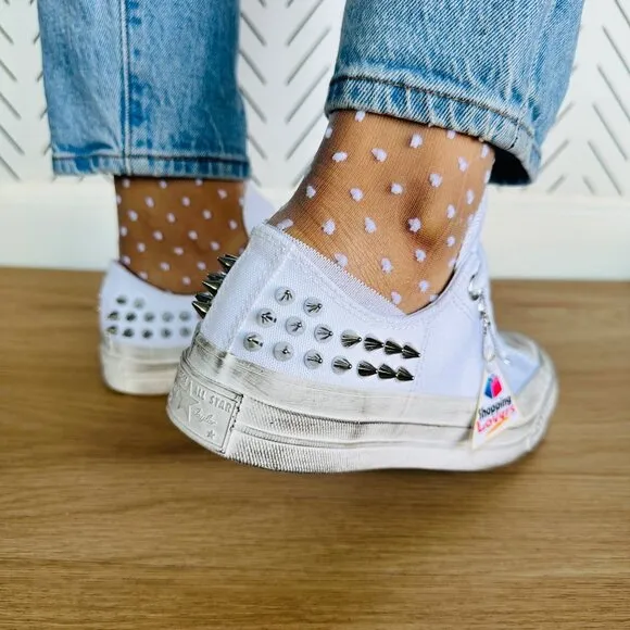 ⭐Converse Chuck 70 Stud Low Edge Sz 9.5 Women's Shoes Sneaker White Punk A07208C