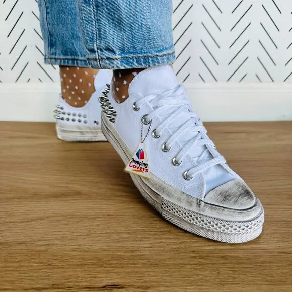 ⭐Converse Chuck 70 Stud Low Edge Sz 9.5 Women's Shoes Sneaker White Punk A07208C