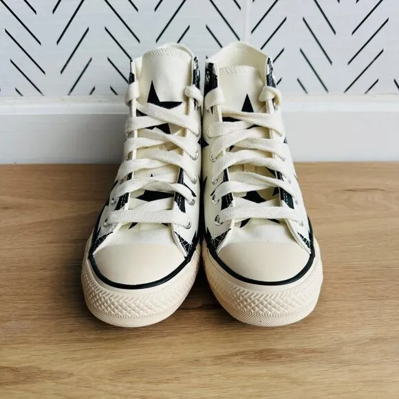 ⭐Converse Chuck Taylor All Star Hi Large Stars Sz 8.5 Women Shoes Beige A09898F⭐