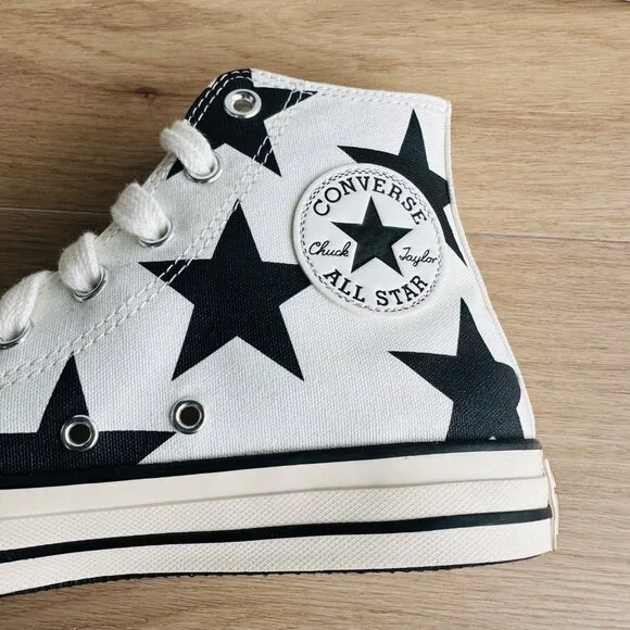 ⭐Converse Chuck Taylor All Star Hi Large Stars Sz 8.5 Women Shoes Beige A09898F⭐