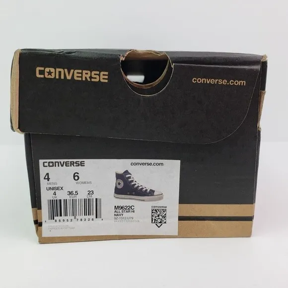 Converse Chuck Taylor All Star HI Womens Sz 6 Mens Sz 4 Navy Blue Sneaker Shoes