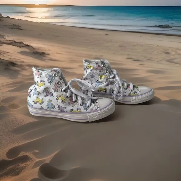 Converse Chuck Taylor All Star Kid Size 4.5 Shoes Unicorns High Top Sneakers