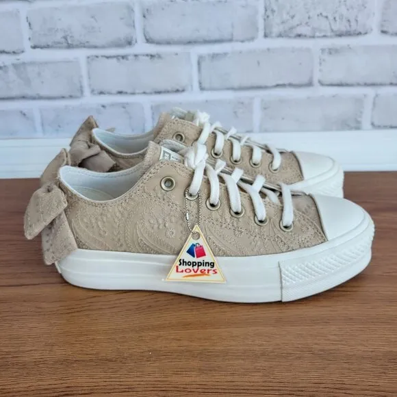 ⭐Converse Chuck Taylor All Star Lift Bow Womens Shoes Sz 8.5 Embroidered A10246C
