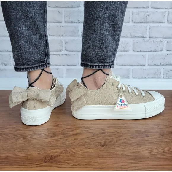 ⭐Converse Chuck Taylor All Star Lift Bow Womens Shoes Sz 8.5 Embroidered A10246C