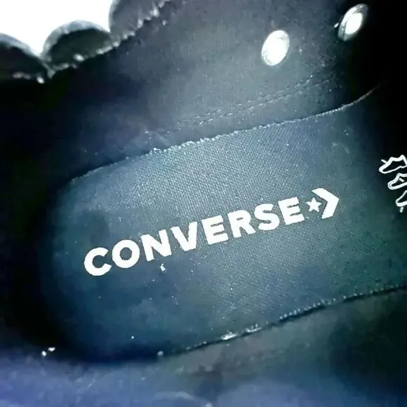 CONVERSE | Chuck Taylor Leather Black Gold Scallop Lace Up | 8 Women's / 6 Men's