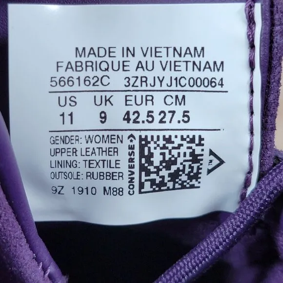 Converse One Star Mid Shoes Womens Size 11 Purple Black Mountain Club 566162C