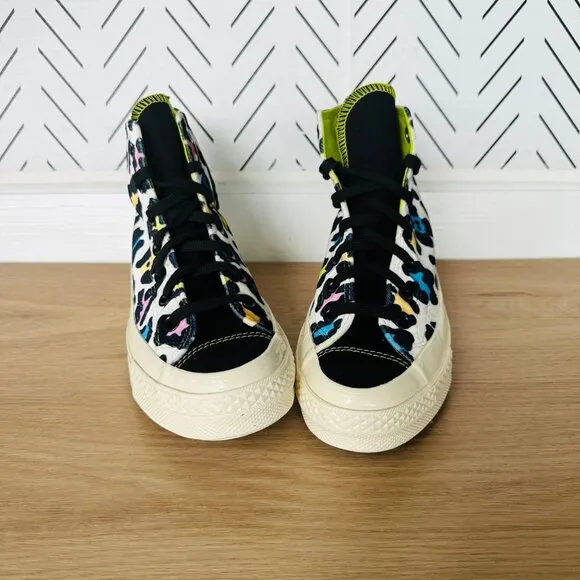 🤩Converse Sz 7.5 Womens Shoes Chuck 70 Hi Skate Comfy Velvet Leopard Canvas New
