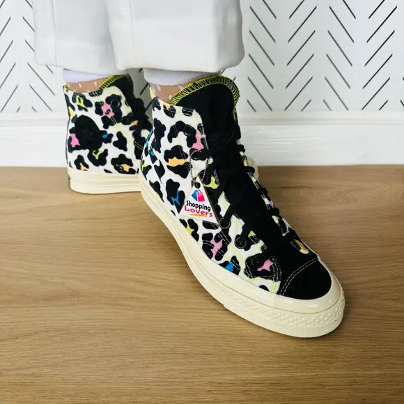 🤩Converse Sz 7.5 Womens Shoes Chuck 70 Hi Skate Comfy Velvet Leopard Canvas New