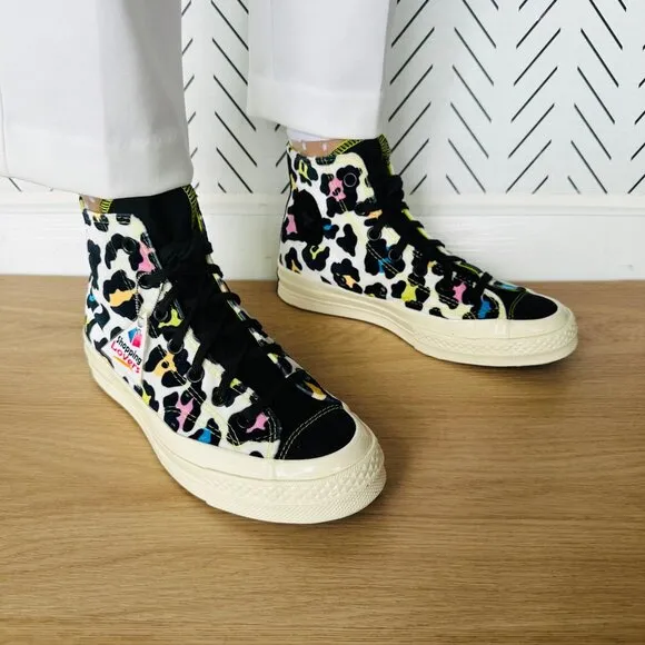 🤩Converse Sz 7.5 Womens Shoes Chuck 70 Hi Skate Comfy Velvet Leopard Canvas New