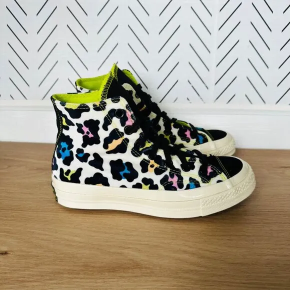 🤩Converse Sz 7.5 Womens Shoes Chuck 70 Hi Skate Comfy Velvet Leopard Canvas New
