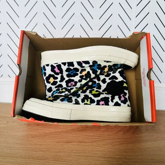 🤩Converse Sz 7.5 Womens Shoes Chuck 70 Hi Skate Comfy Velvet Leopard Canvas New