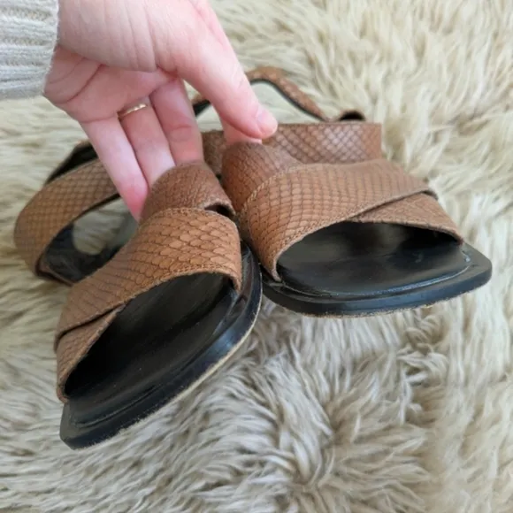 Cordani Snakeskin Brown Leather Sandals | 37