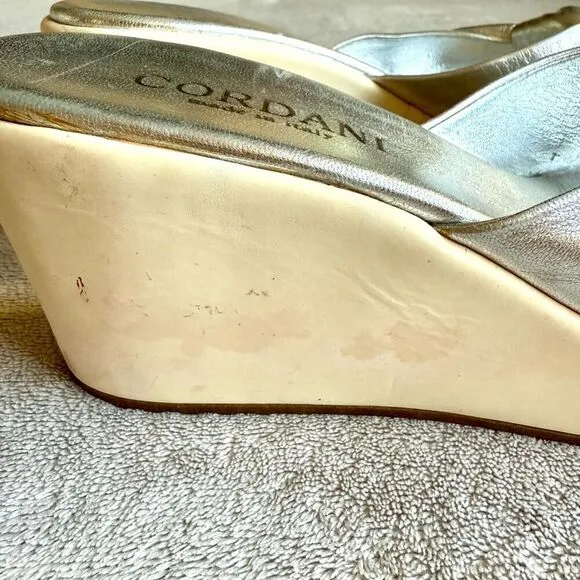 Cordani Silver Leather Twist Knot Platform Sandals