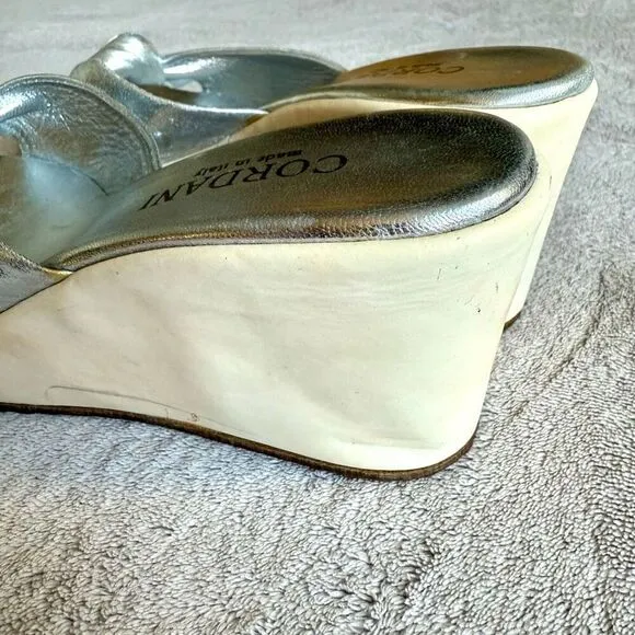 Cordani Silver Leather Twist Knot Platform Sandals