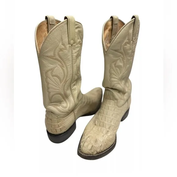Cowboy Boots Alligator Crocodile Size 8 1/2 D Mexican Animal Leather Western Men