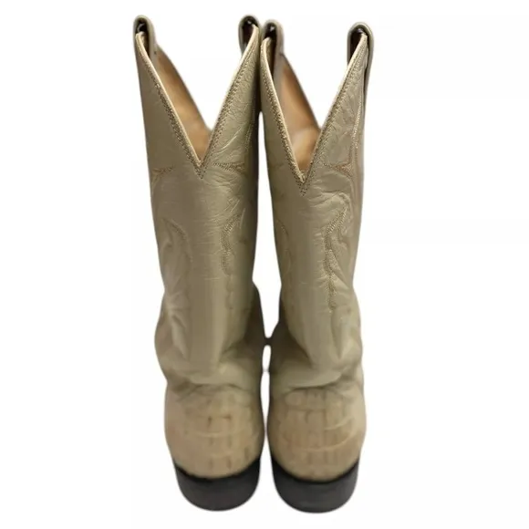 Cowboy Boots Alligator Crocodile Size 8 1/2 D Mexican Animal Leather Western Men