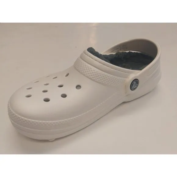 CROCS Classic Lined Clog K Lightweight Slip On Clogs Kids Size J1 Shoes White
