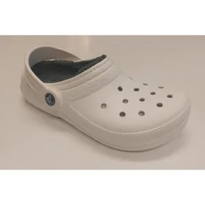 CROCS Classic Lined Clog K Lightweight Slip On Clogs Kids Size J1 Shoes White