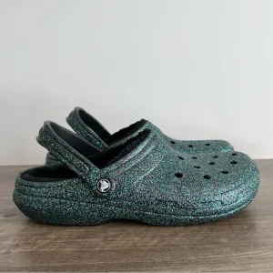 Crocs Classic Lined Green Black Glitter Clogs Men’s Size 12