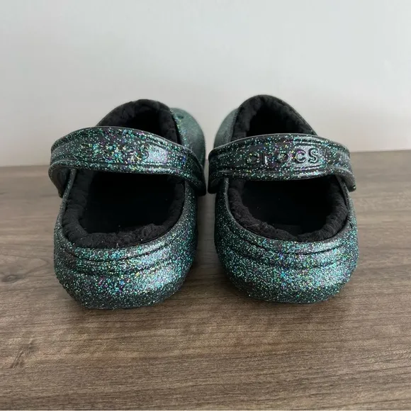 Crocs Classic Lined Green Black Glitter Clogs Men’s Size 12