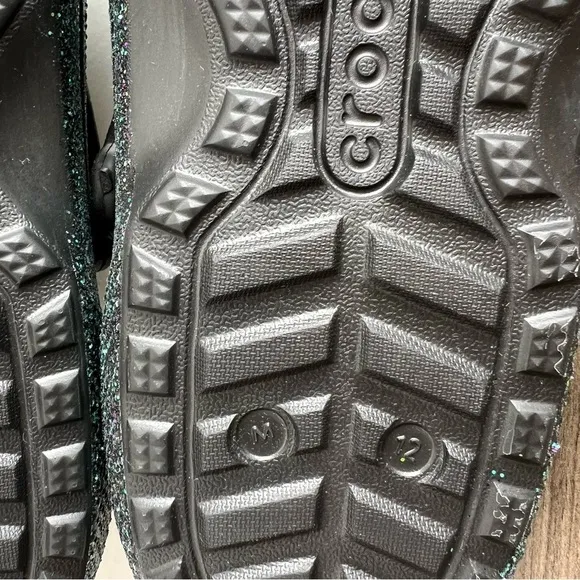 Crocs Classic Lined Green Black Glitter Clogs Men’s Size 12