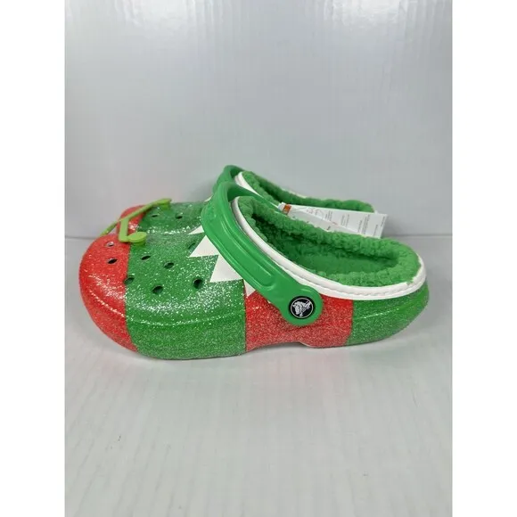 Crocs Classic Lined Holiday Christmas Elf Fur Lined Clogs Shoes Size M5/W7