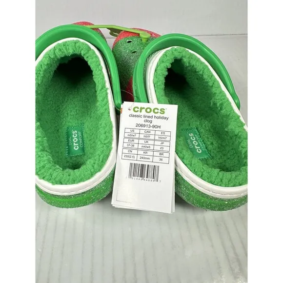 Crocs Classic Lined Holiday Christmas Elf Fur Lined Clogs Shoes Size M5/W7