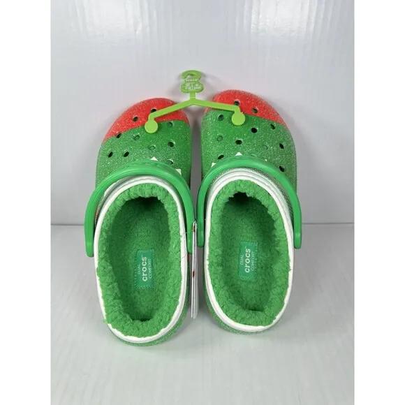 Crocs Classic Lined Holiday Christmas Elf Fur Lined Clogs Shoes Size M5/W7